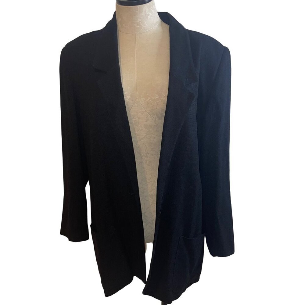 Nordstrom Vintage Womens Blazer Jacket Size Medium Black Lined Town Square